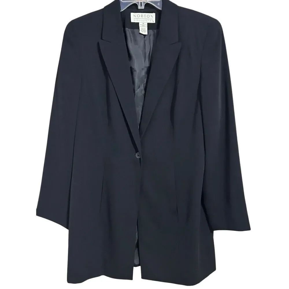 Norton McNaughton Classic Timeless Black One Button Blazer Jacket Women’s Size 1